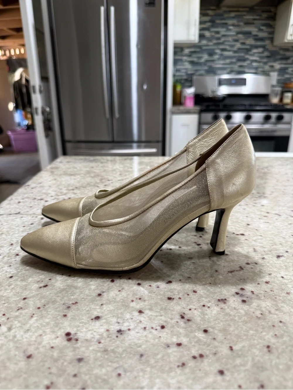 Vintage Saint Laurent Gold Heels Sz 6.5 - Picture 2 of 6